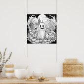 Spook van de pompoen pleister kleur zelf poster (Keuken)