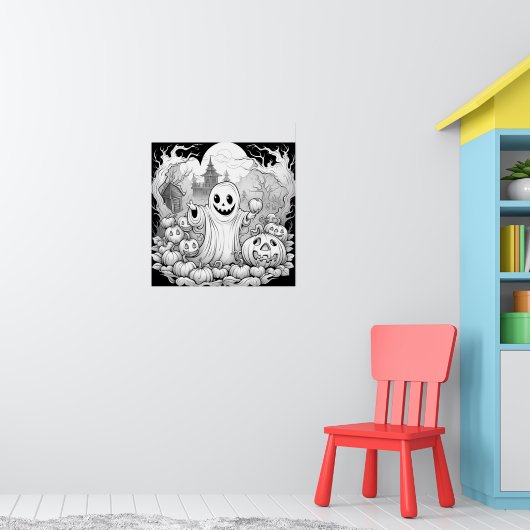 Spook van de pompoen pleister kleur zelf poster (Kinderkamer 1)