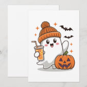 Spook, Vleermuizen, Pompoen En Drank, Mooie Hallow Feestdagenkaart (Voorkant / Achterkant)