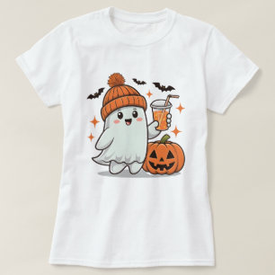 Spook, vleermuizen, pompoen en Drink, Schattigee H T-shirt
