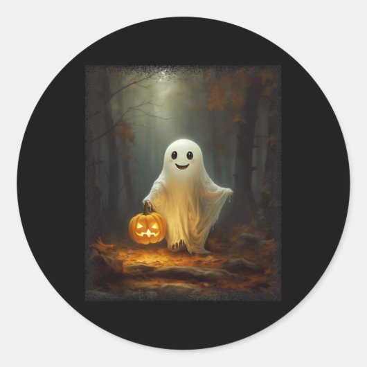 Spook wandelen in het bos Halloween kostuum Mannen Ronde Sticker (Voorkant)