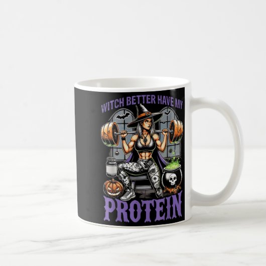 Spook Workout Heks Zorg Dat Er Eiwit Is Halloween Koffiemok (Rechts)