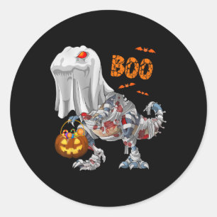 Spook Zombie Mumie Dinosaur Grappige Boe Halloween Ronde Sticker