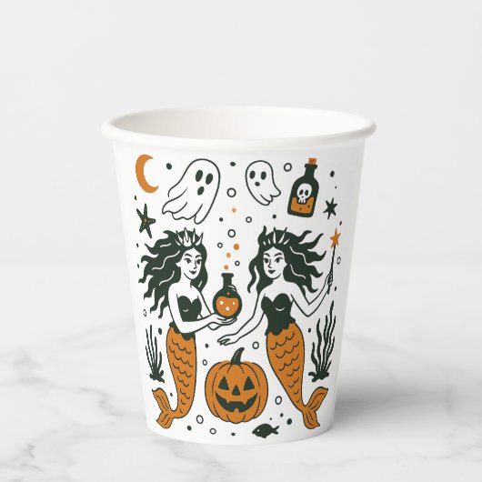 Spookachtig Atlantis: een verzonken stad met spook Papieren Bekers (Voorkant)