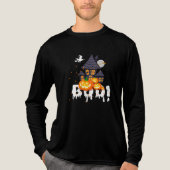 Spookachtig "BOO!" Halloween T-shirt met spookhuis (Voorkant volledig)