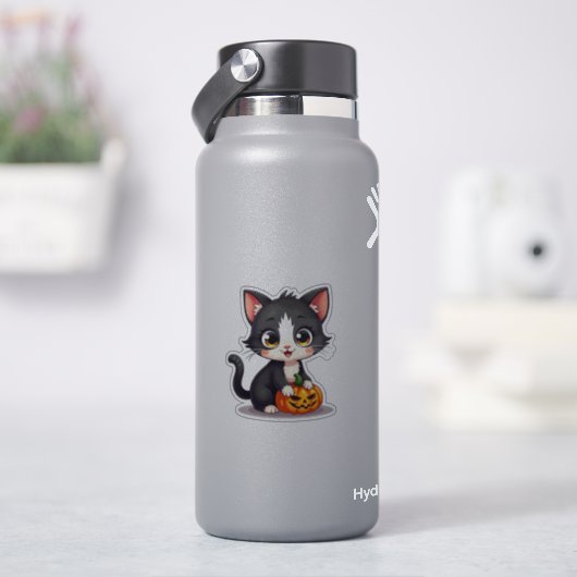 Spookachtig Cute Z&W Kitten – Halloween Sticker (HydroFlask)