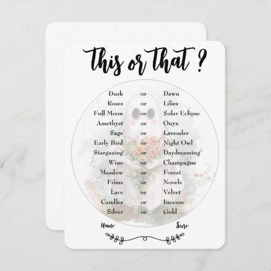 Spookachtig dit of dat-Vrijgezellenfeest spel (Voorkant / Achterkant)