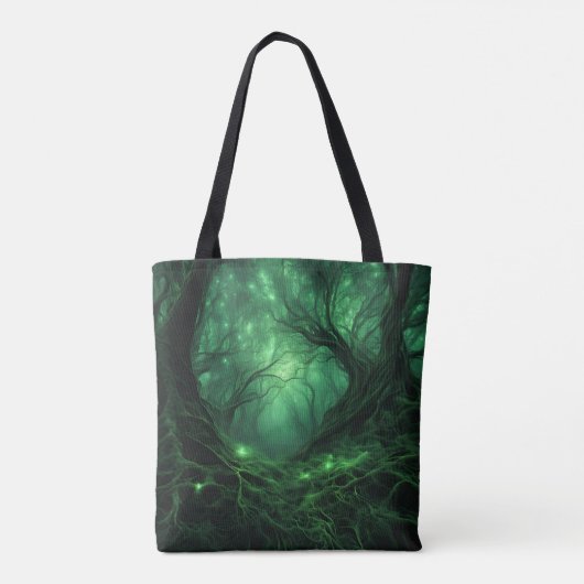 Spookachtig donkergroen bos tote bag (Achterkant)