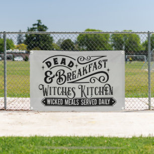 spookachtig, dood ontbijt Halloween word art Spandoek