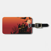 Spookachtig Gehekst Huis Halloween Nacht Bagagelabel (Voorkant horizontaal)