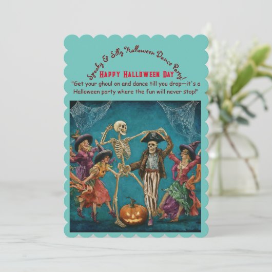 Spookachtig & Gekke Halloween Kind Dance Party Kaart (Staand voorkant)