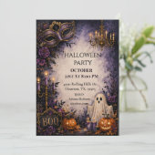 Spookachtig gemaskerd bal Halloween-feest  Kaart (Staand voorkant)