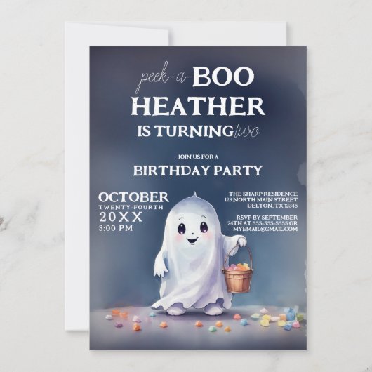 Spookachtig genot Peek-a-Boo 2e verjaardag Kaart (Voorkant)