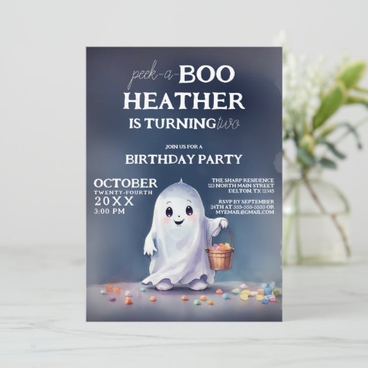 Spookachtig genot Peek-a-Boo 2e verjaardag Kaart (Staand voorkant)