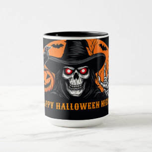 Spookachtig geraamte pompoen en heks hoed leuk 👻 mok