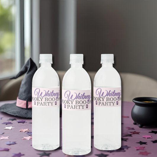 Spookachtig gotisch verjaardagsmeisje afro-puff waterfles etiket