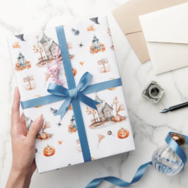 Spookachtig Halloween feest in Haunted House Cadeaupapier