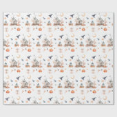 Spookachtig Halloween feest in Haunted House Cadeaupapier (Vlak)