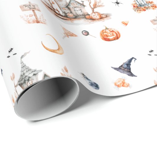 Spookachtig Halloween feest in Haunted House Cadeaupapier (Rol Hoek)