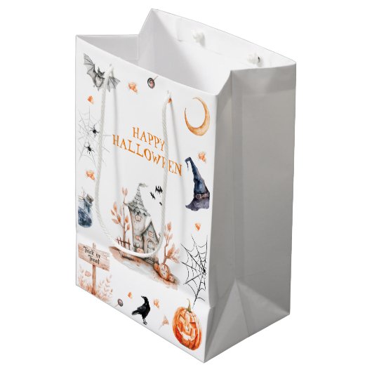 Spookachtig Halloween feest in Haunted House Medium Cadeauzakje (Voorkant Gekanteld)