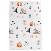 Spookachtig Halloween feest in Haunted House Medium Cadeauzakje (Achterkant)