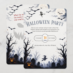 Spookachtig Halloween Spokenhuis Heks Kaart