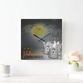 Spookachtig Halloween Vierkante Klok (Huis)