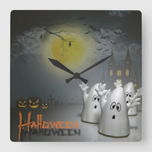 Spookachtig Halloween Vierkante Klok (Voorkant)
