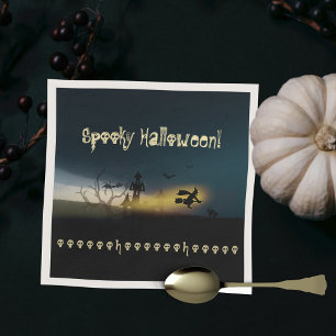 Spookachtig Heksenkasteel Vleermuis Schedel Hallow Servet
