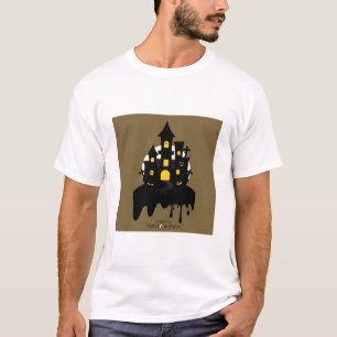 Spookachtig huis vol maanlicht halloween silhouet t-shirt