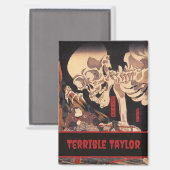 Spookachtig Japans skelet met Jouw naam -  Magneet (Voorkant / Achterkant)