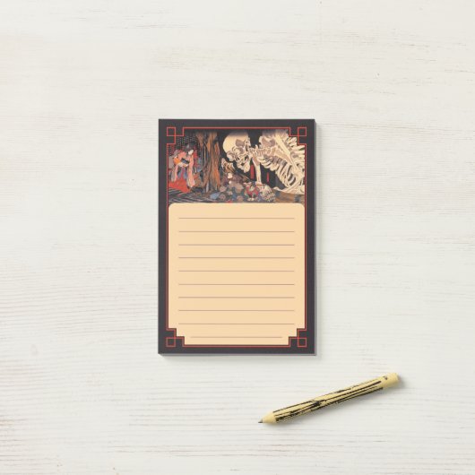 Spookachtig Japans skeletmonster Post-it® Notes (Op bureau)