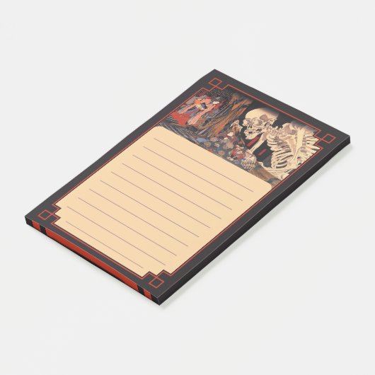 Spookachtig Japans skeletmonster Post-it® Notes (Schuin)