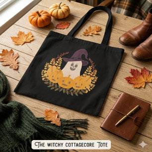 Spookachtig Knuffel Geest En Pompoenen Herfst Kran Tote Bag