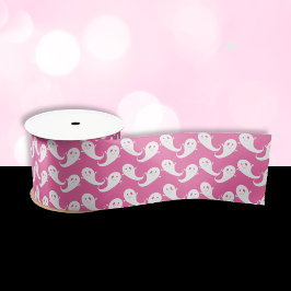 Spookachtig Knuffel Geest Patroon Roze Halloween L Satijnen Lint