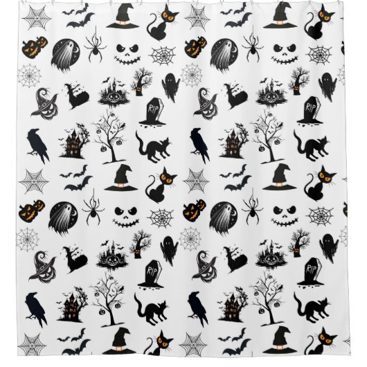 Spookachtig maar grappig Halloween Douchegordijn (Voorkant)