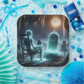 Spookachtig Man op de begraafplaats Papieren Bordje (Feest)