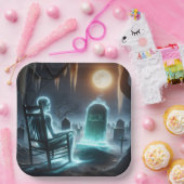 Spookachtig Man op de begraafplaats Papieren Bordje (Feest)