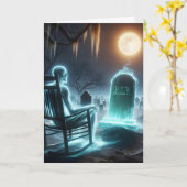 Spookachtig Man zittend in schommelstoel Kaart (Gele Bloem)