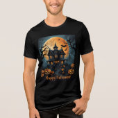 Spookachtig Middeleeuws Kasteel Halloween Tri-Blend Shirt (Voorkant)