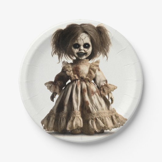 spookachtig pop halloween kostuum party papieren bordje (Voorkant)