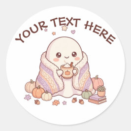 Spookachtig Schattig Kawaii Spook – Herfst Pompoen Ronde Sticker