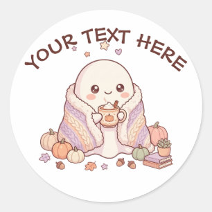 Spookachtig Schattig Kawaii Spook – Herfst Pompoen Ronde Sticker