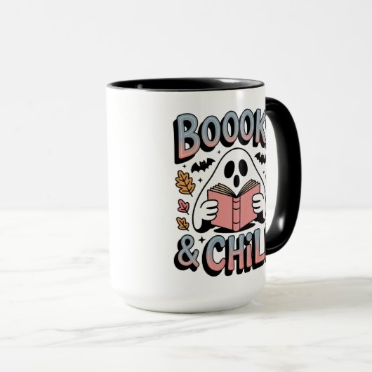 Spookachtig Schattige Ghost Reading Book Mok (Voorkant rechts)
