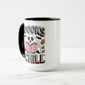 Spookachtig Schattige Ghost Reading Book Mok (Voorkant links)
