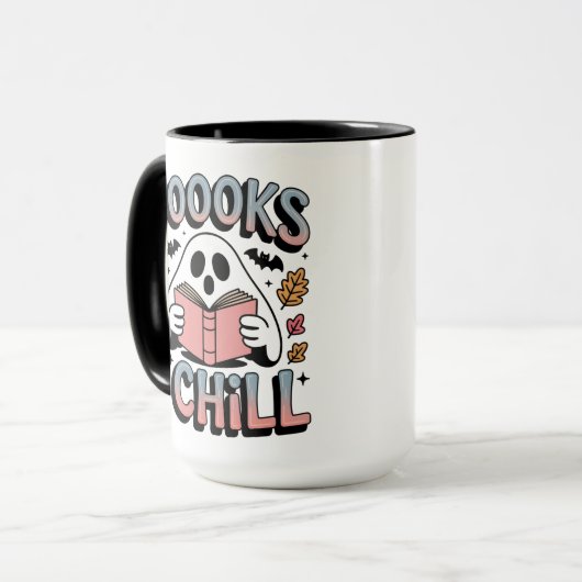 Spookachtig Schattige Ghost Reading Book Mok (Voorkant links)