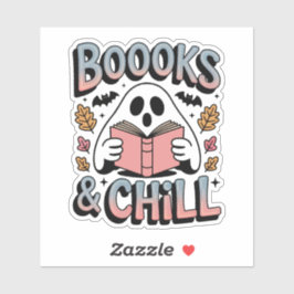 Spookachtig Schattige Ghost Reading Book Sticker