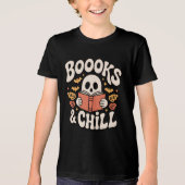 Spookachtig Schattige Ghost Reading Book Tri-Blend Shirt (Voorkant)