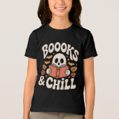 Spookachtig Schattige Ghost Reading Book Tri-Blend Shirt (Voorkant)