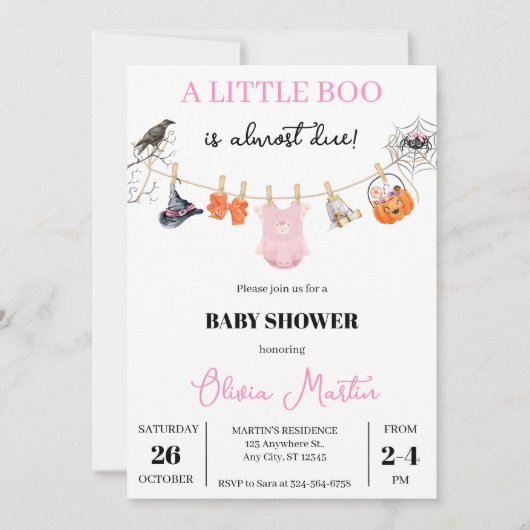 Spookachtig Schattige Halloween Baby shower Kaart (Voorkant)